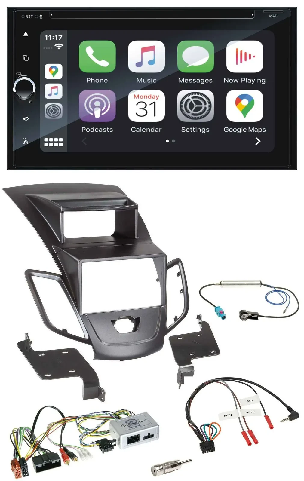 Автомагнитола для Ford Fiesta (2010–2013) Blaupunkt 2DIN, USB, DAB, Bluetooth, навигация, TMC, поддержка кнопок на руле