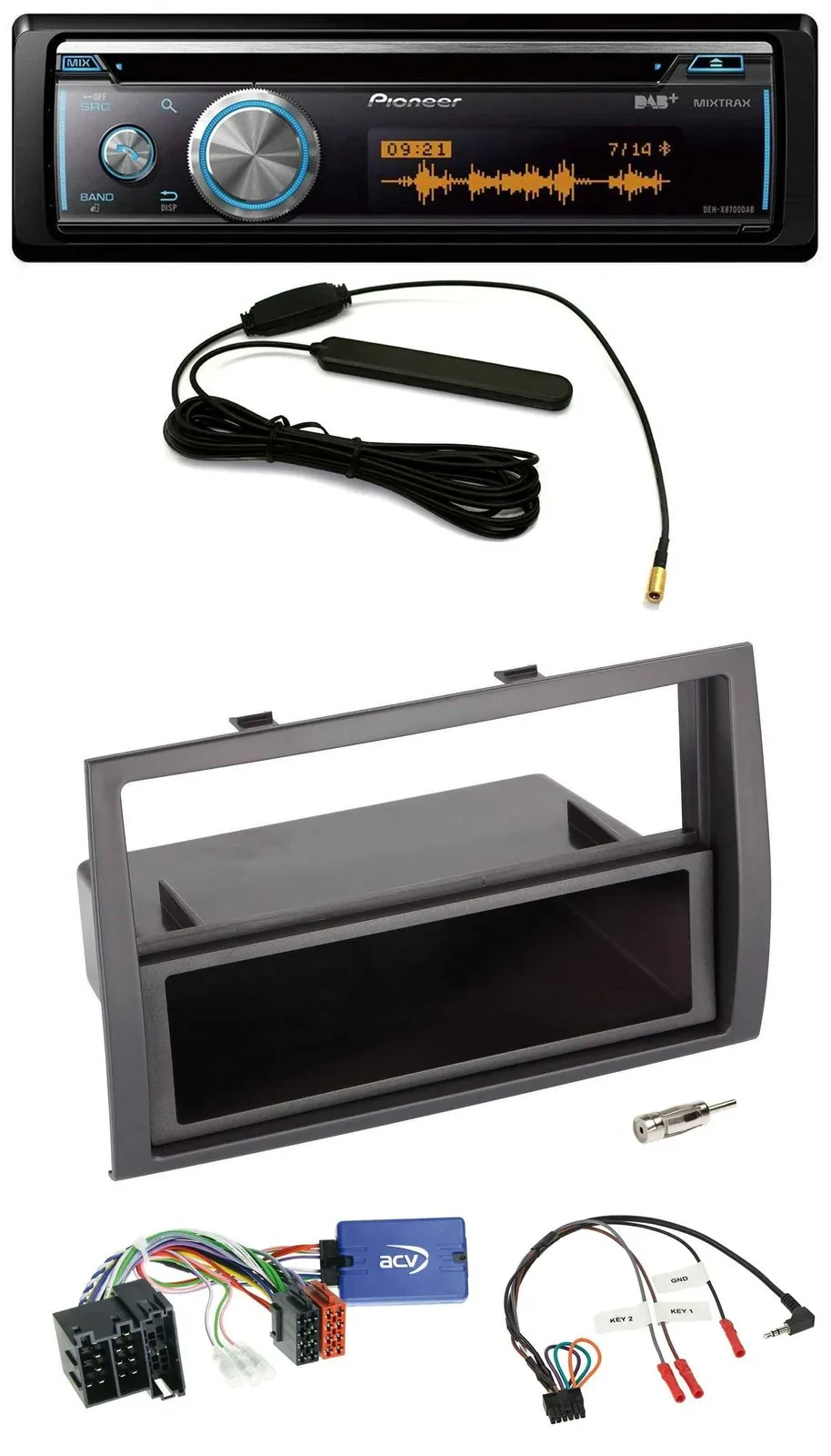 Автомагнитола Pioneer CD, USB, Bluetooth, DAB для Fiat Ducato 2008-2011, черный, с поддержкой кнопок на руле