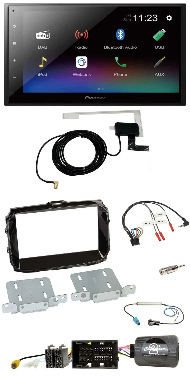 Автомагнитола Pioneer 2DIN, DAB, Bluetooth, USB, для Alfa Romeo Giulietta (2014–2021)