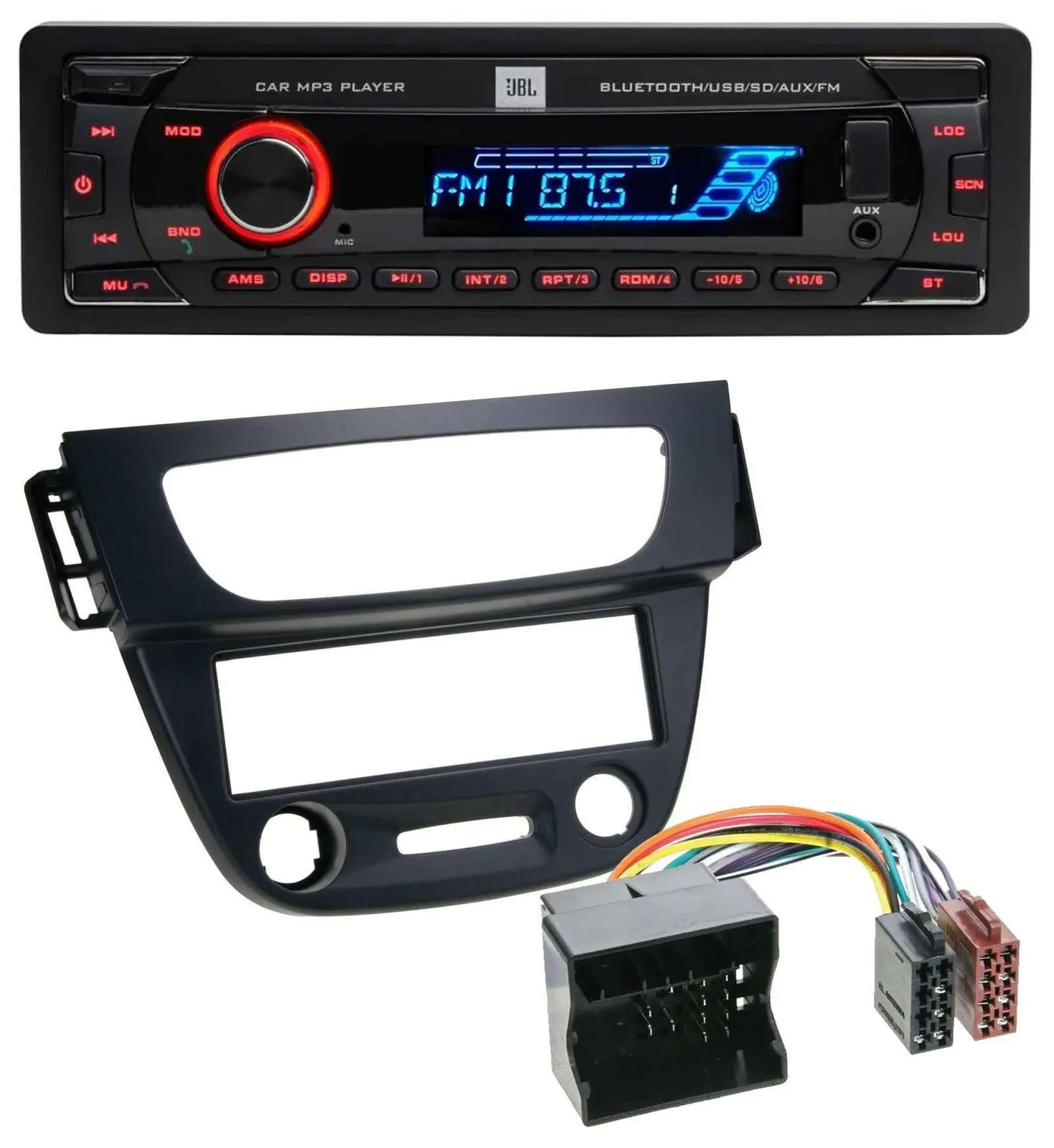 JBL AUX MP3 USB Bluetooth SD Autoradio für Renault Megane 3 09-14 Quadlock schwa
