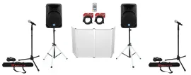 (2) Rockville RPG15BT 15" Wireless Link Speakers+Bluetooth+Stands+Facade+Mics