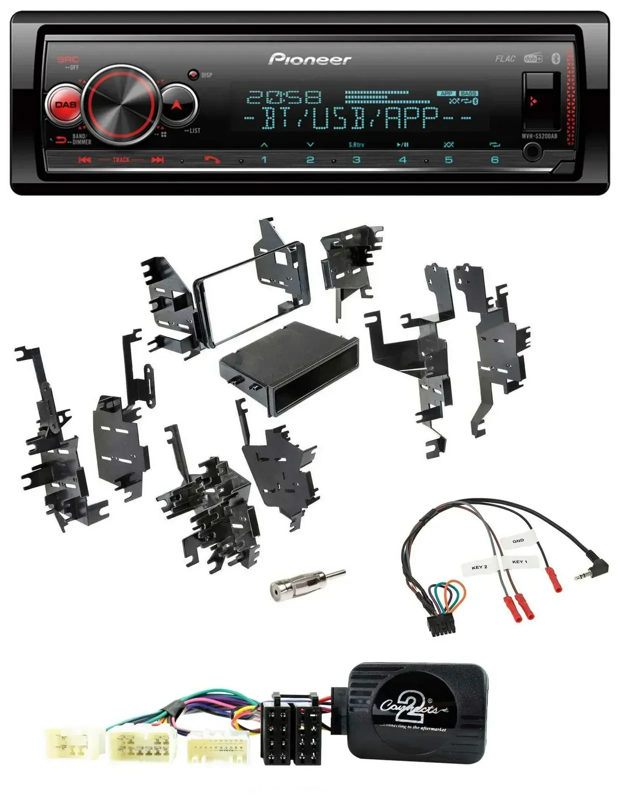 Автомагнитола Pioneer DAB, Bluetooth, USB для Toyota Yaris 2007–2012, поддержка кнопок на руле