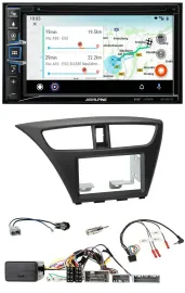 Alpine Bluetooth TMC USB DAB 2DIN Lenkrad Navigation für Honda Civic ab 12 schwa