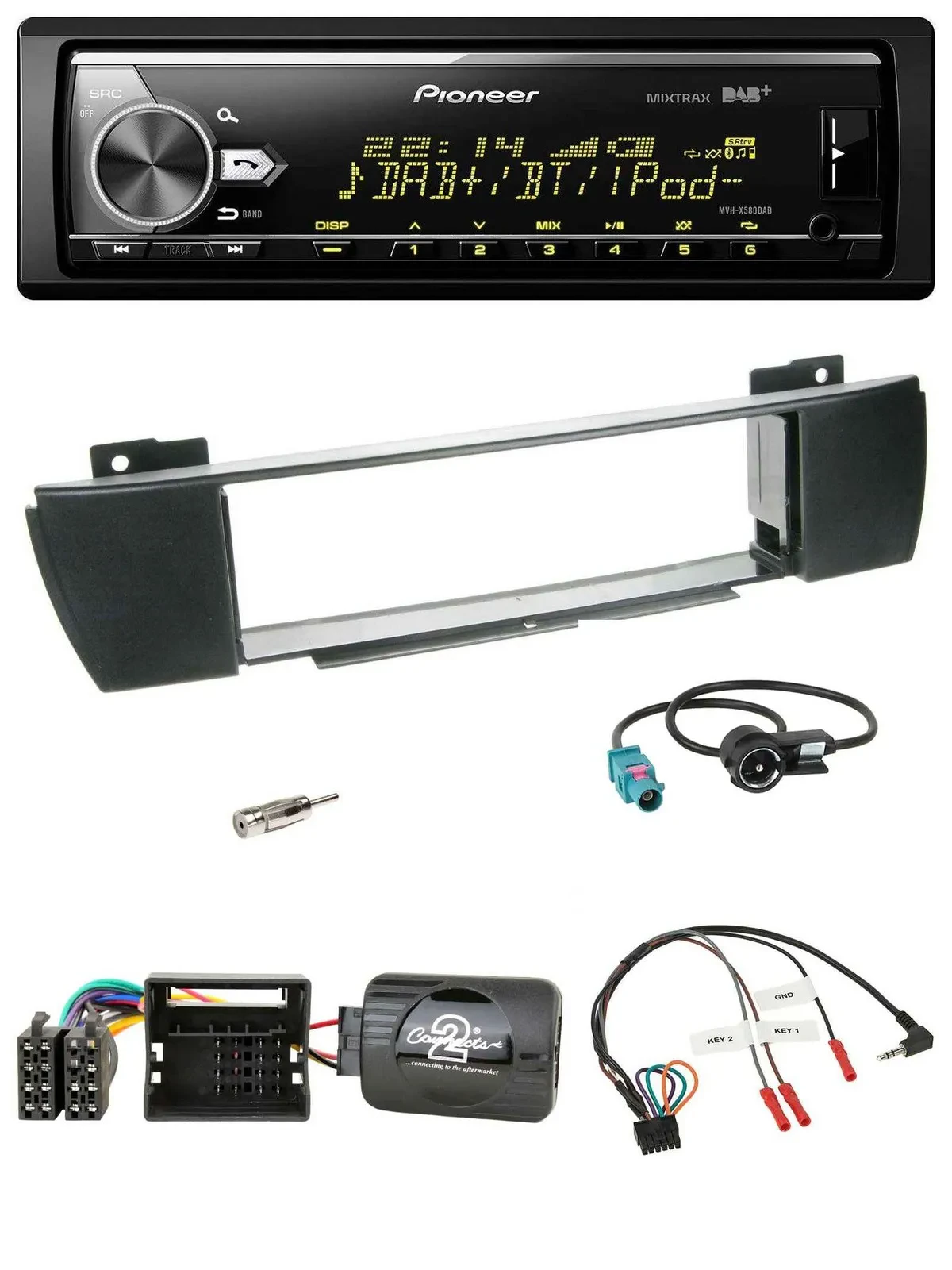 Pioneer Bluetooth USB DAB Lenkrad Autoradio für BMW X3 E83 2004-2010 mittig