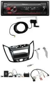 Автомагнитола для Ford C-Max/Kuga Pioneer 1-DIN USB DAB MP3, поддержка кнопок на руле, черный глянец