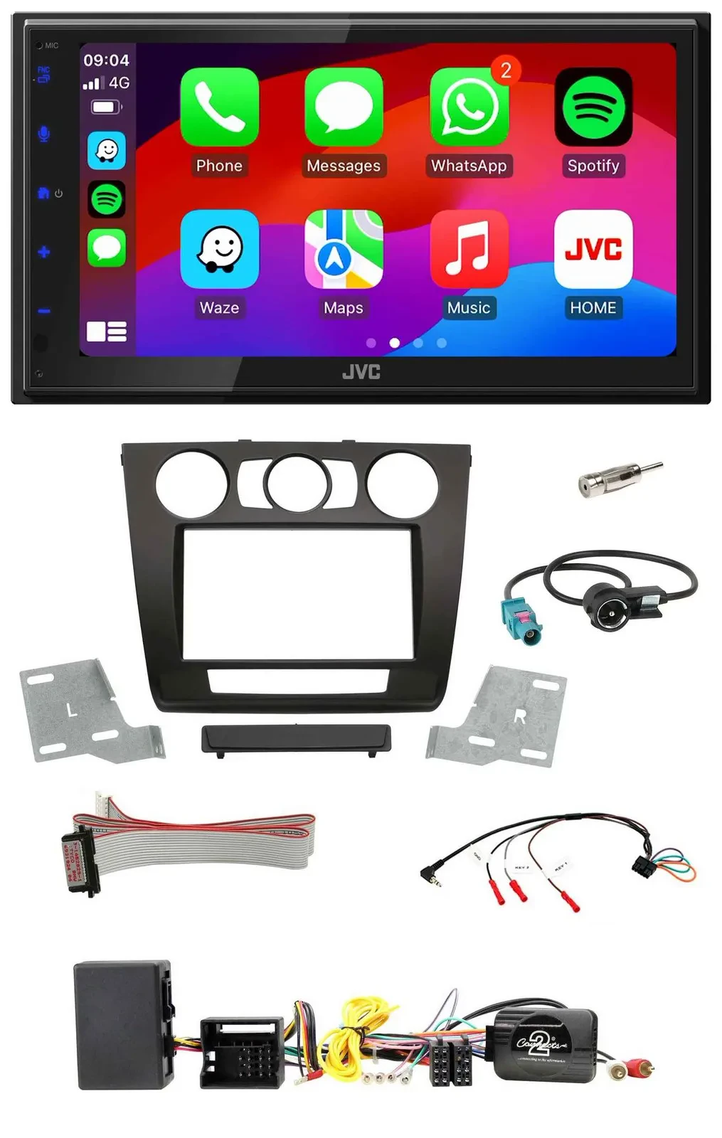 JVC Bluetooth 2DIN Lenkrad DAB USB Autoradio für BMW 1er Aktiv man. Klima E87/E8