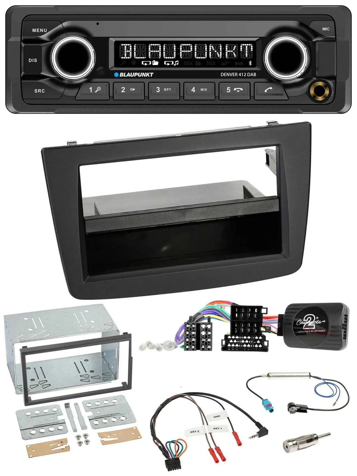 Blaupunkt Bluetooth DAB Lenkrad USB Autoradio für Alfa Mito 2008-2014 schwarz