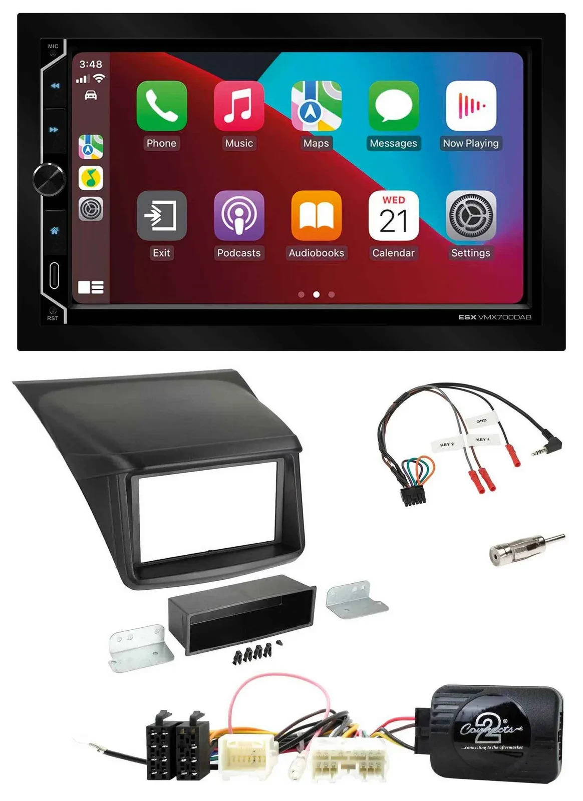 Автомагнитола ESX 2DIN DAB USB Bluetooth для Mitsubishi L200 (2010–2015) с поддержкой кнопок на руле