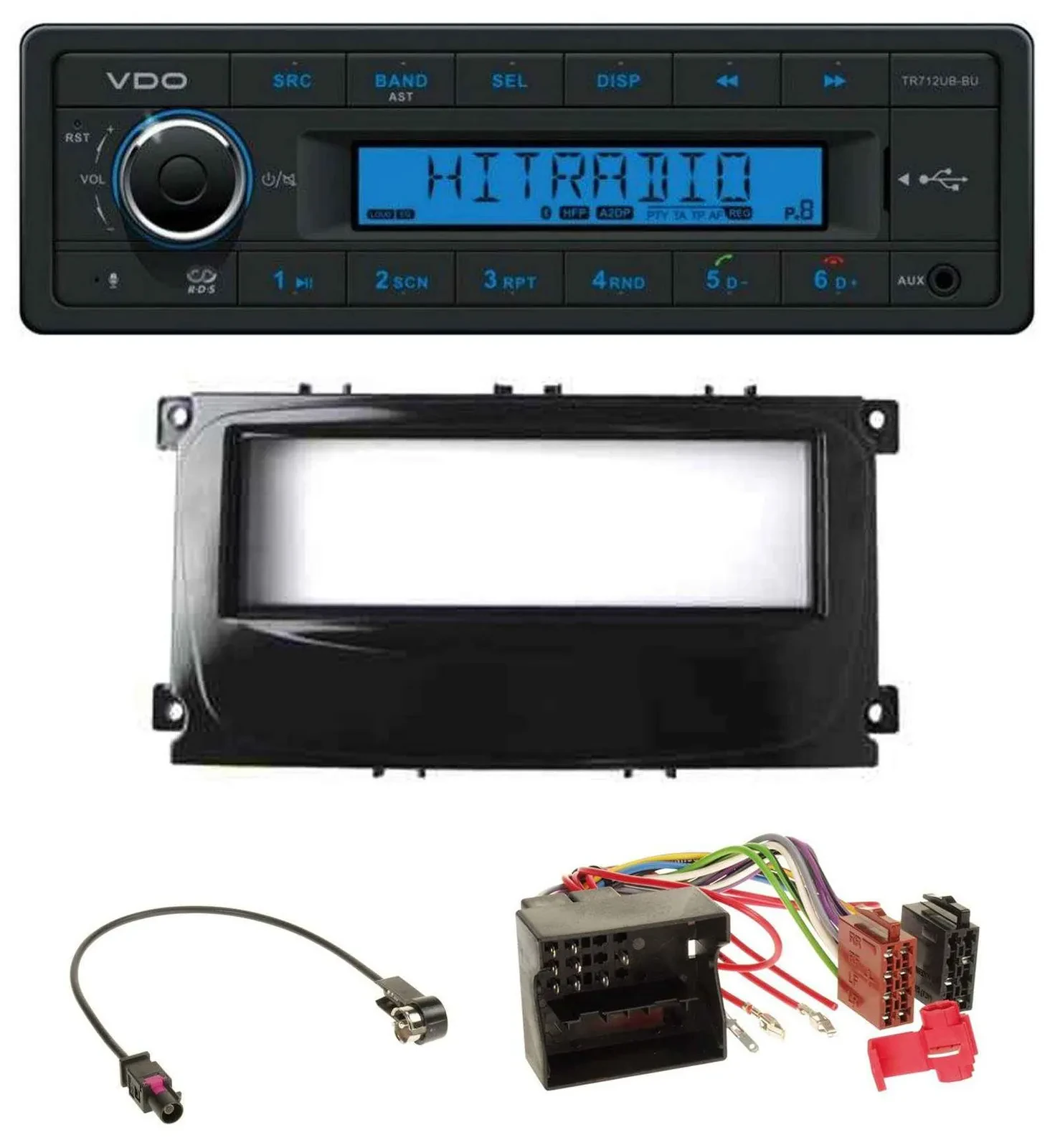 VDO Bluetooth AUX USB MP3 Autoradio für Ford Mondeo S-Max 07-14 glänzend schwarz