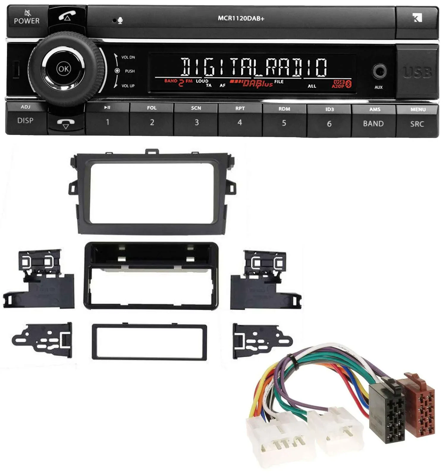 Kienzle Bluetooth MP3 USB DAB Autoradio für Toyota Corolla 2009-2012 silber