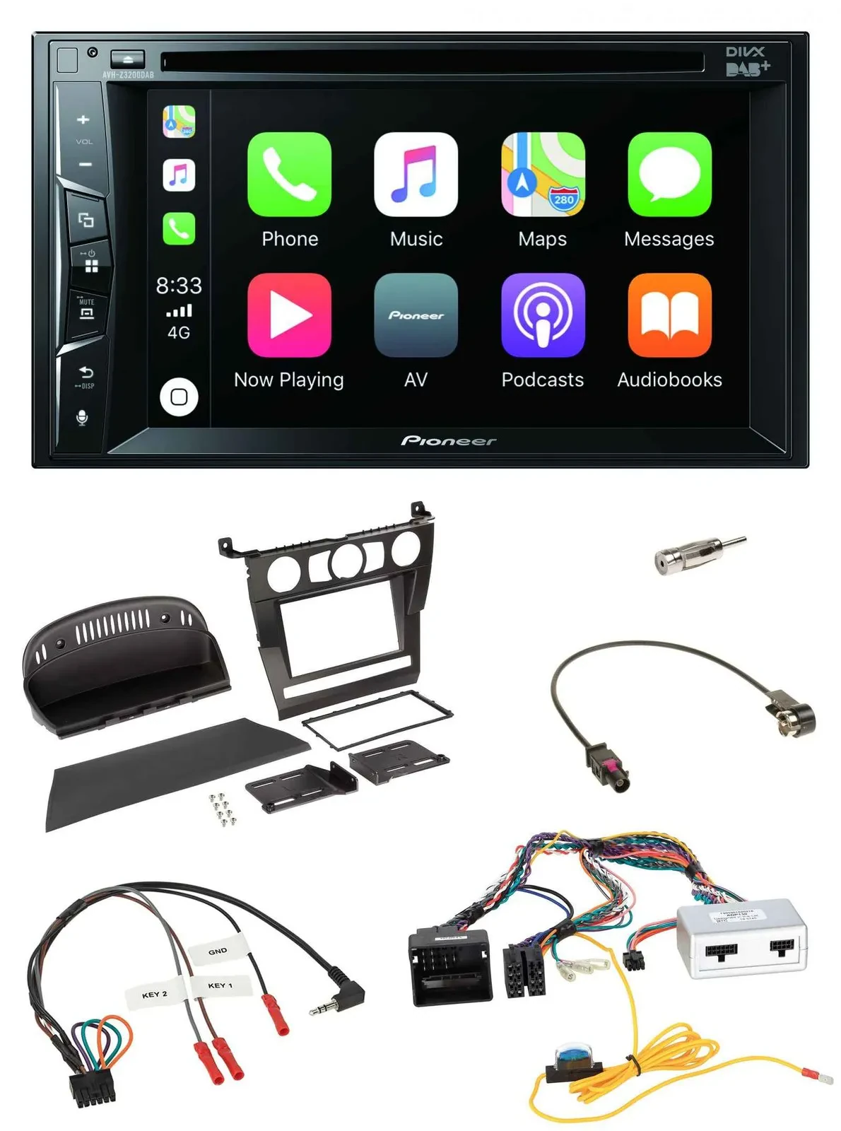 Pioneer Lenkrad USB DVD Bluetooth DAB 2DIN Autoradio für BMW 5er 2007 E60 ohne i
