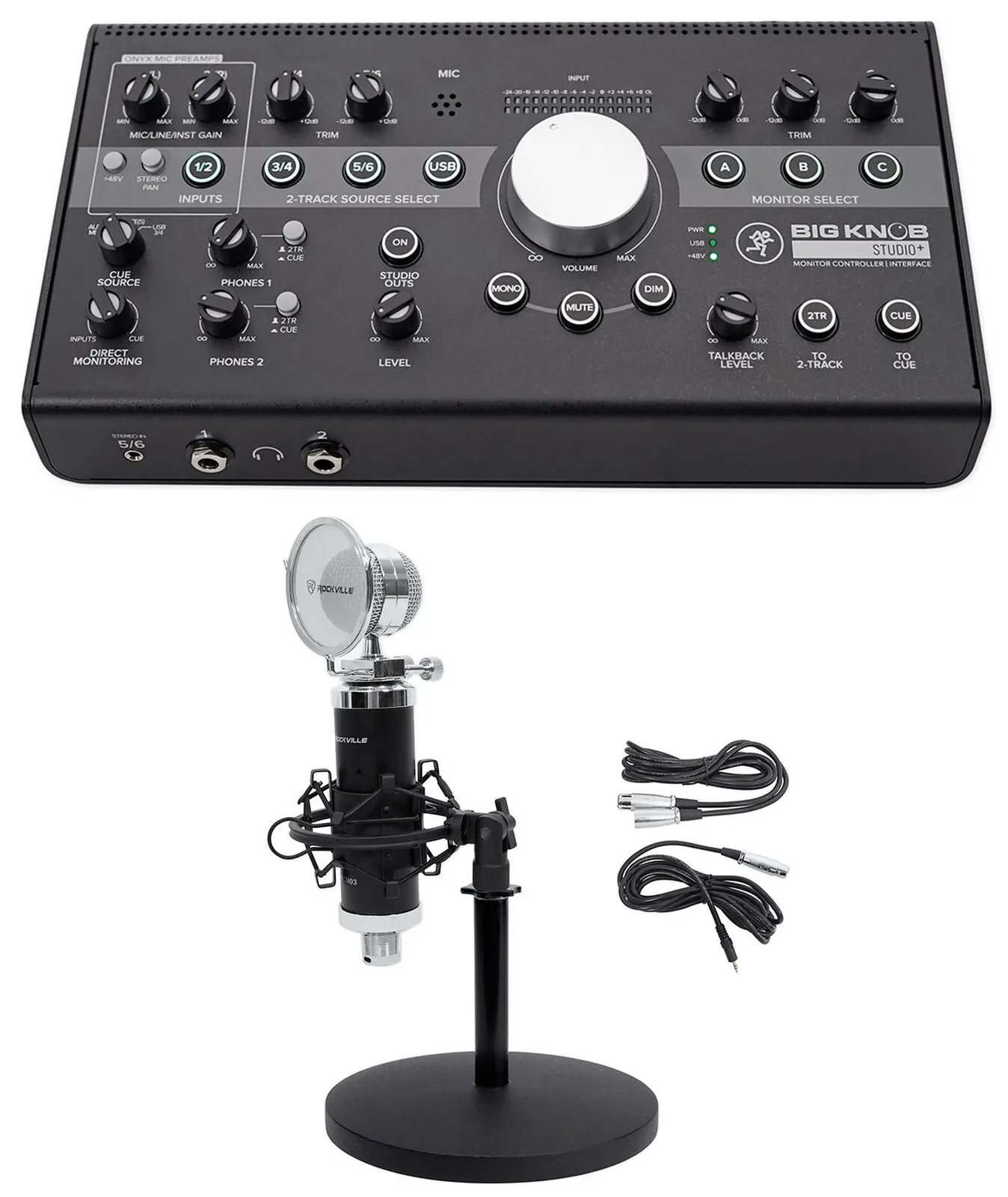 Mackie Big Knob Studio + Plus Monitor Controller Interface+Microphone+Mic Stand