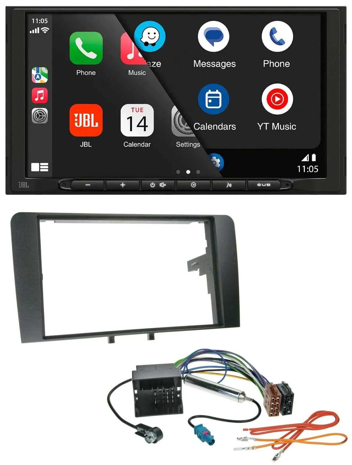 JBL USB 2DIN MP3 Bluetooth AUX Autoradio für Audi A3 03-12 8P Quadlock