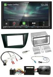 Kenwood Bluetooth USB 2DIN Lenkrad TMC DAB Navigation für Seat Leon 2005-2009 sc