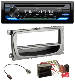 Автомагнитола для Ford Focus/Galaxy/C-Max (с 2007) JVC Bluetooth, DAB, CD, USB, MP3, серебристая