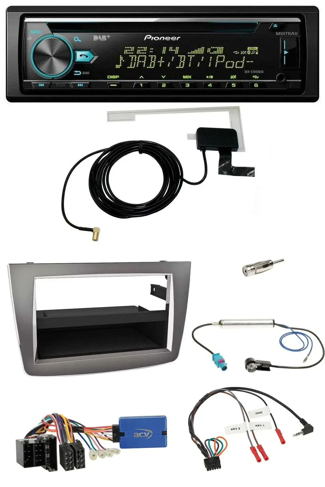 Автомагнитола Pioneer CD USB DAB MP3 для Alfa Romeo Mito (955) 2013–2018, серебристая