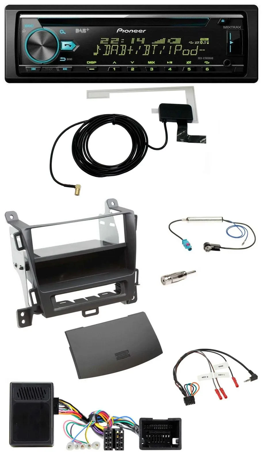 Pioneer MP3 Lenkrad CD USB DAB Autoradio für Opel Tourer Zafira ab 2013 jet blac