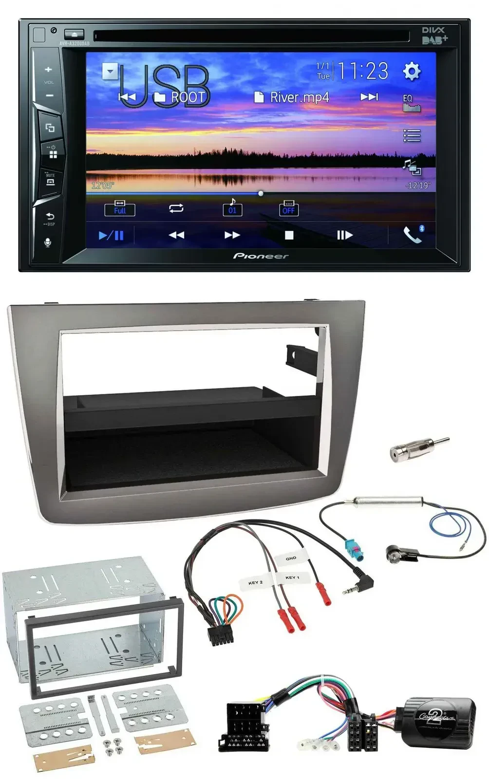 Автомагнитола для Alfa Romeo Mito 2008–2020 Pioneer 2DIN Bluetooth USB DVD DAB, поддержка управления с руля