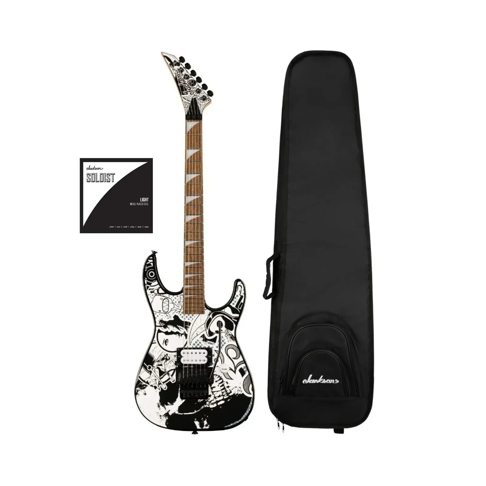 Jackson X Series Dinky DK1 H Electric Guitar Skull Kaos with Gig Bag Bundle