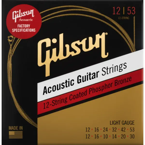 Струны для акустической гитары Gibson SAG-PB12L Coated Phosphor Bronze 12-53