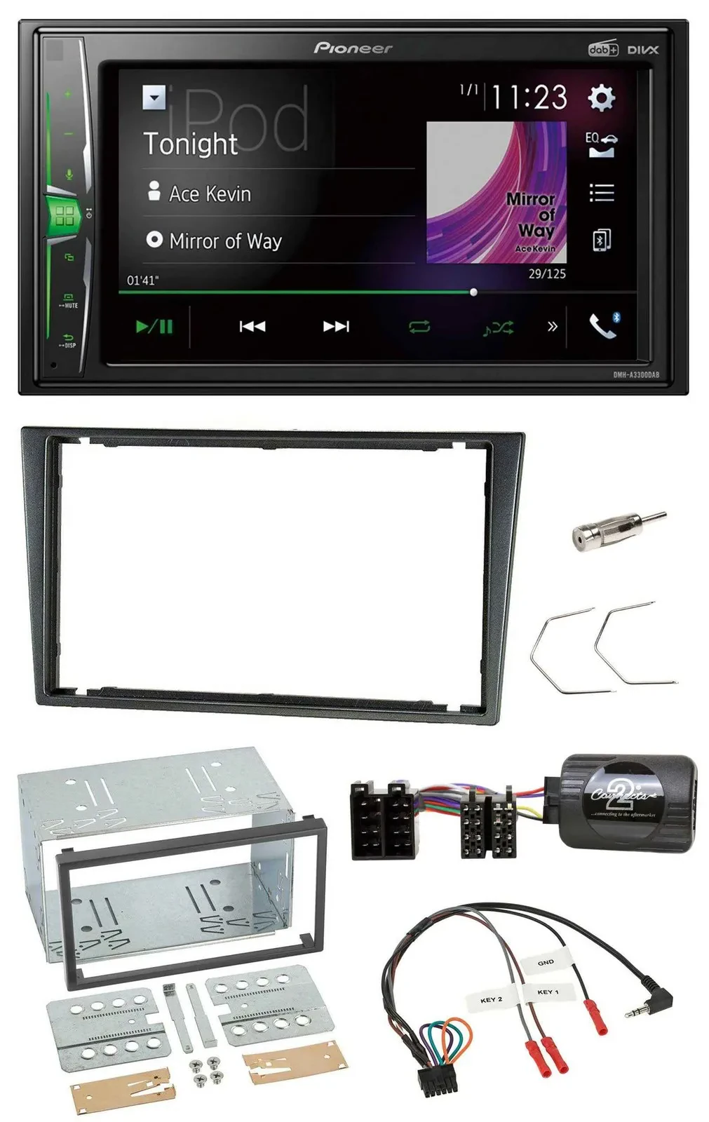 Pioneer 2DIN Lenkrad DAB USB Bluetooth Autoradio für Opel Corsa C 200-2004 charc