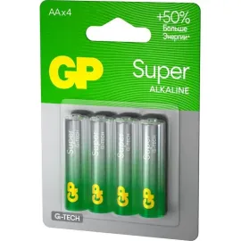 GP15AA21-2CRSBC4 Super Alkaline G-TECH Элемент питания АА, алкалиновый, 4 шт, GP