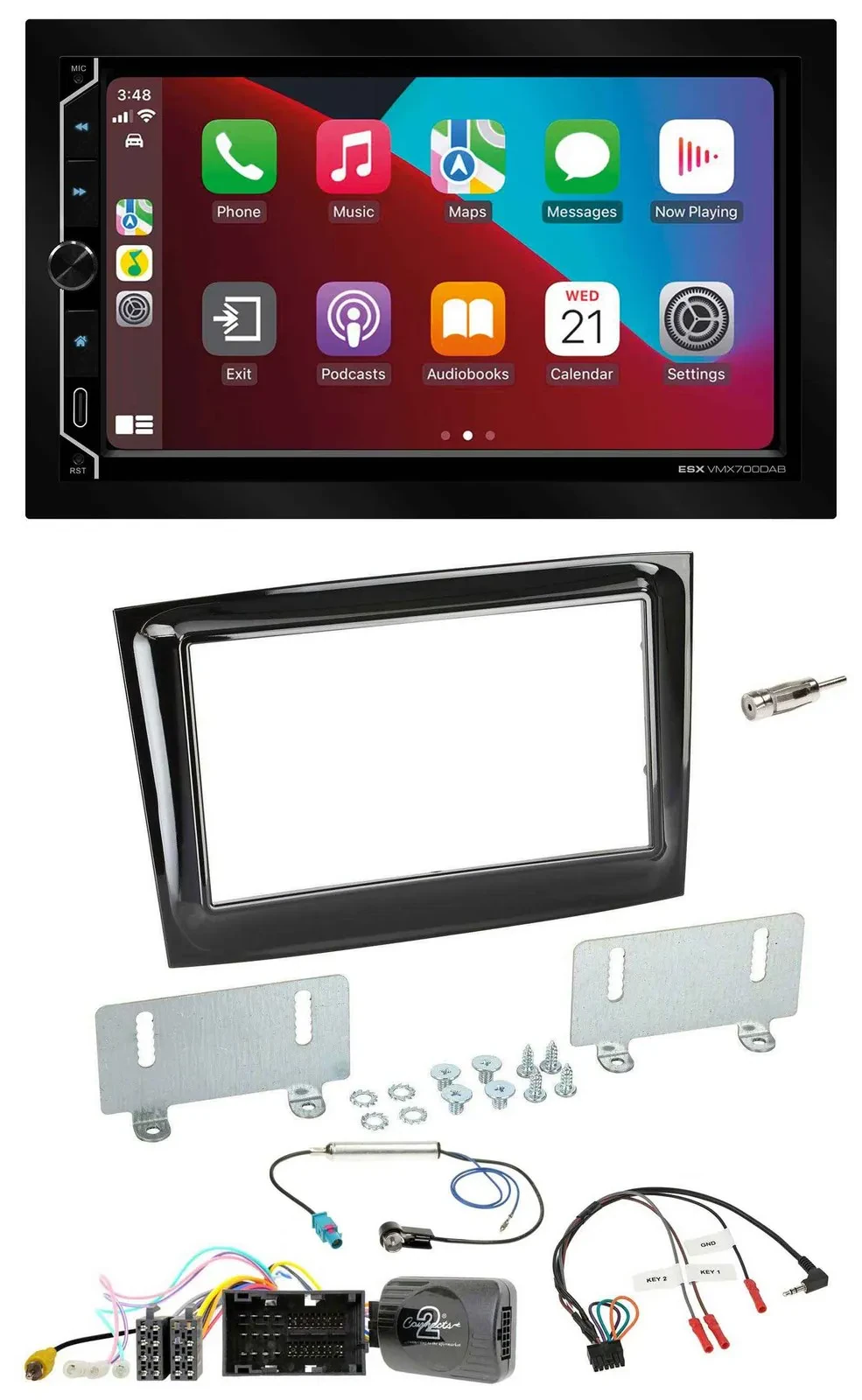 ESX 2DIN DAB USB Lenkrad Bluetooth Autoradio für Fiat Doblo ab 15 piano schwarz