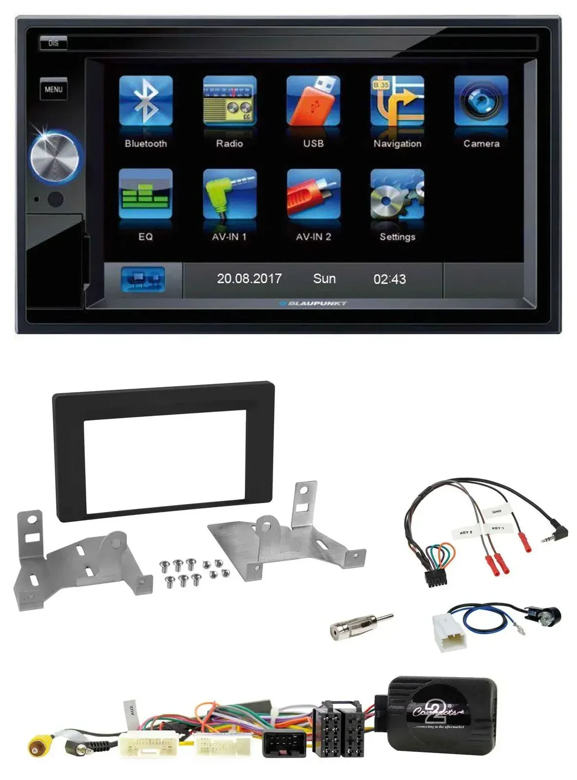 Blaupunkt 2DIN Bluetooth TMC USB Lenkrad SD Navigation für Toyota Aygo ab 22 AB7