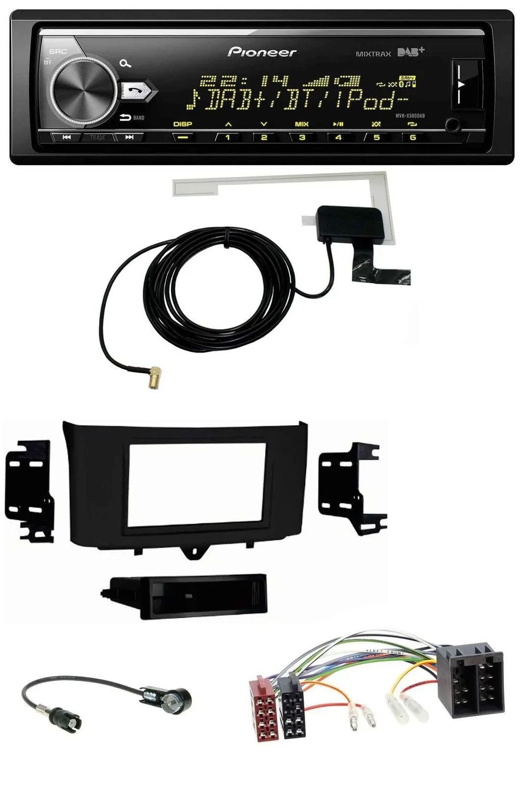 Pioneer Bluetooth DAB USB MP3 Autoradio für Smart ForTwo (2010-2015)