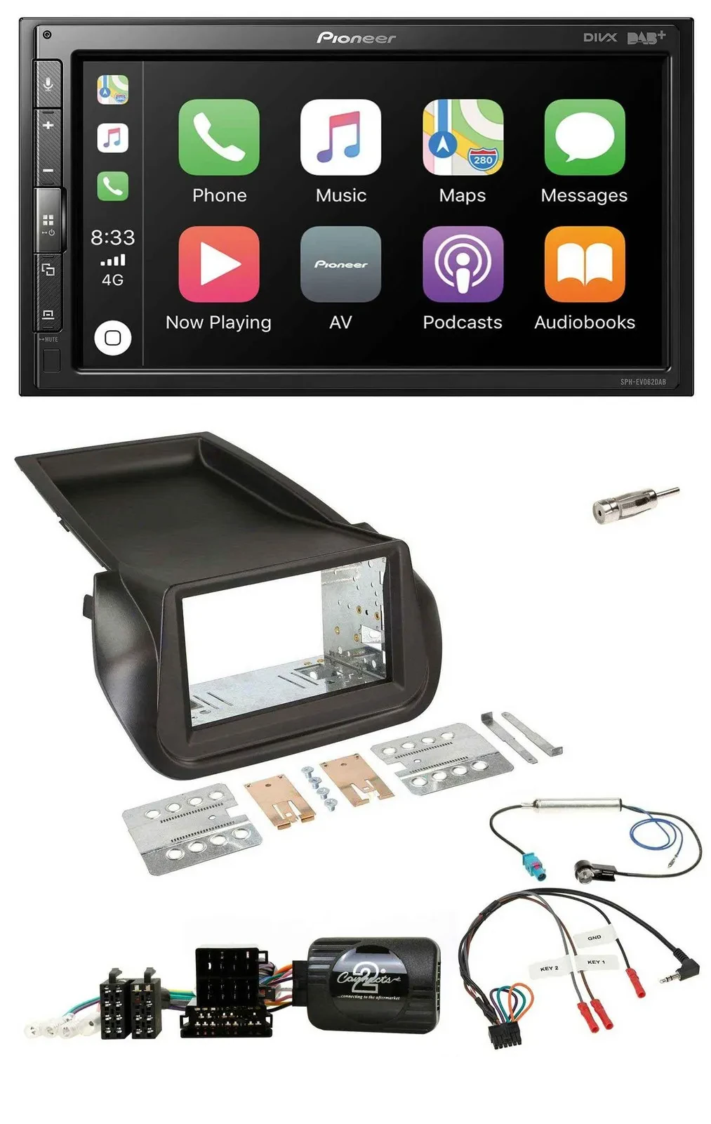 Pioneer USB Lenkrad DAB 2DIN Bluetooth Autoradio für Citroen Nemo Peugeot Bipper