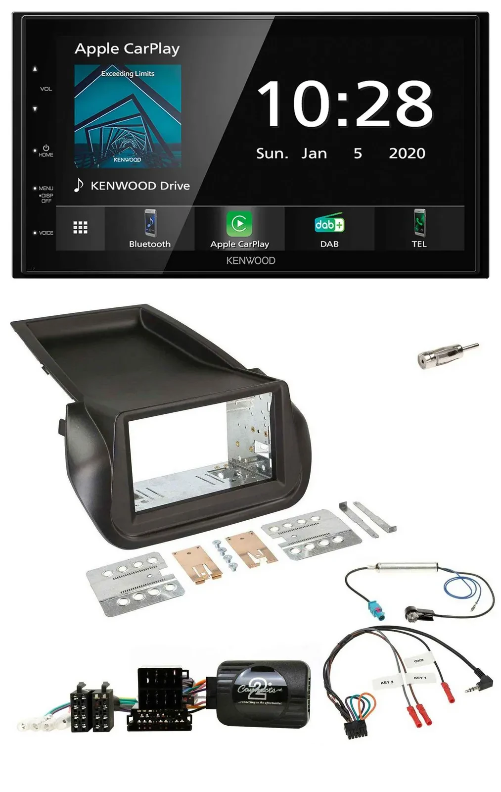 Kenwood Bluetooth Lenkrad DAB USB 2DIN Autoradio für Citroen Nemo Peugeot Bipper