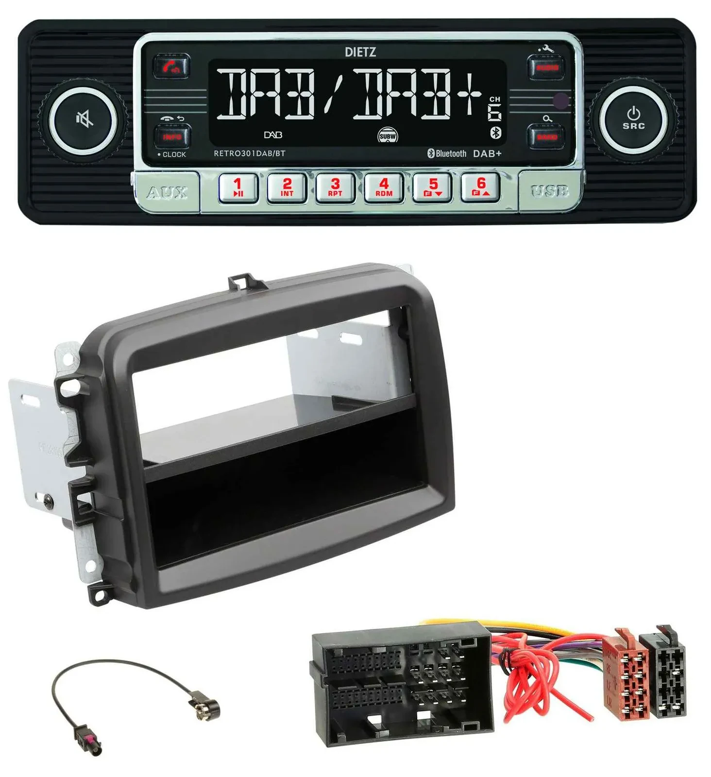 Dietz USB DAB MP3 Bluetooth Autoradio für Fiat 500 L (ab 2012)