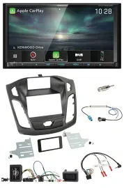 Kenwood Bluetooth USB 2DIN Lenkrad TMC DAB Navigation für Ford Focus 2011-2014