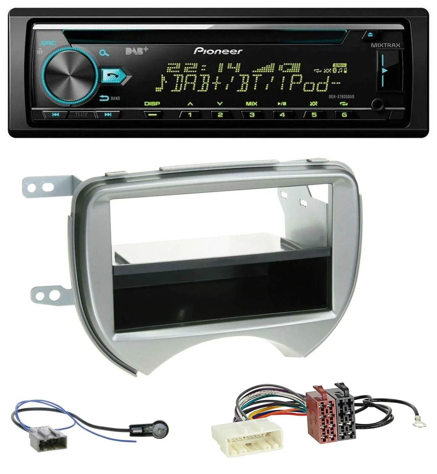 Pioneer DAB MP3 CD USB Bluetooth Autoradio für Nissan Micra (10-13 K13) silber