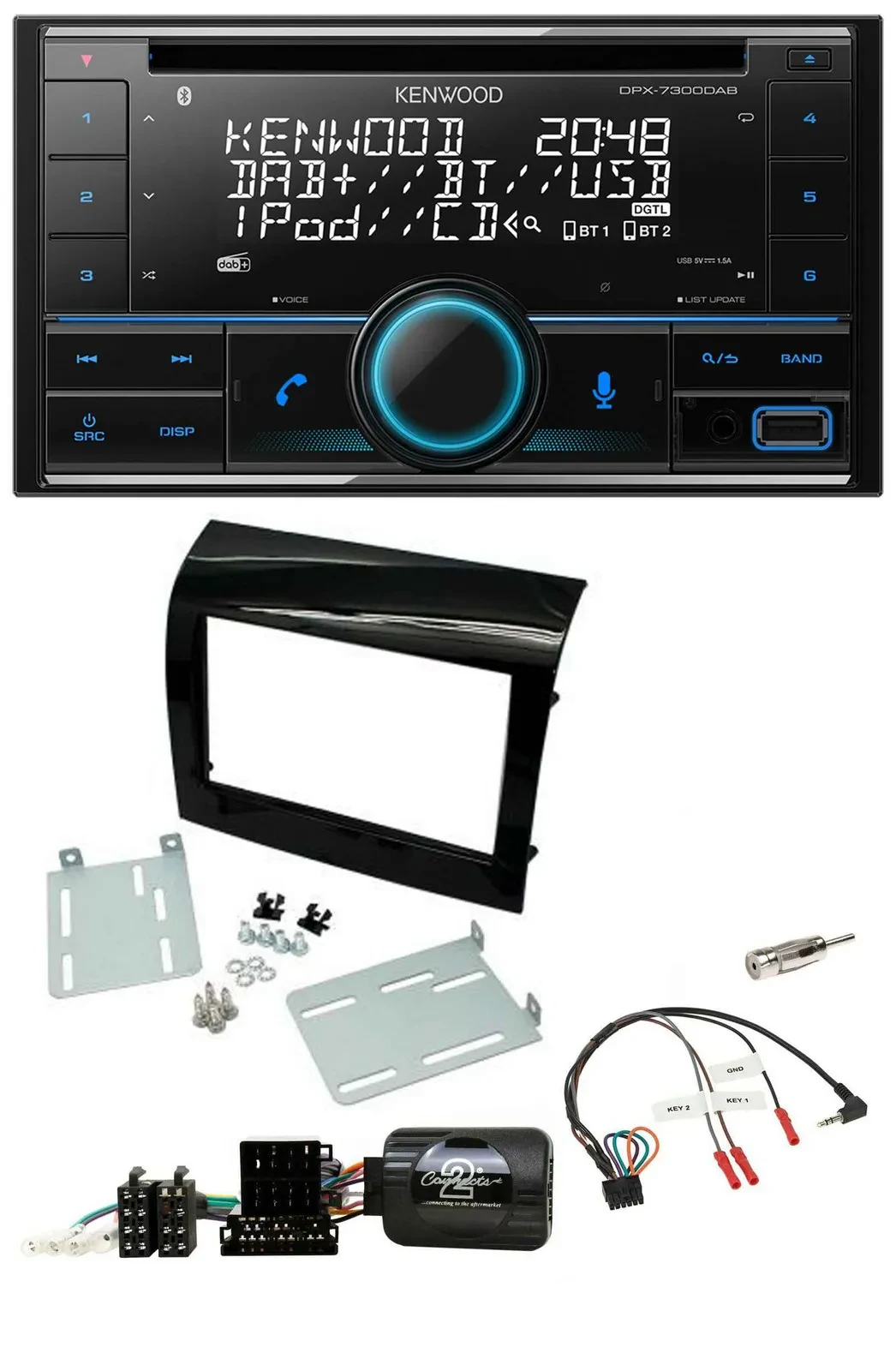 Kenwood CD 2DIN DAB USB Lenkrad Bluetooth Autoradio für Fiat Ducato 2012-2015 Pi