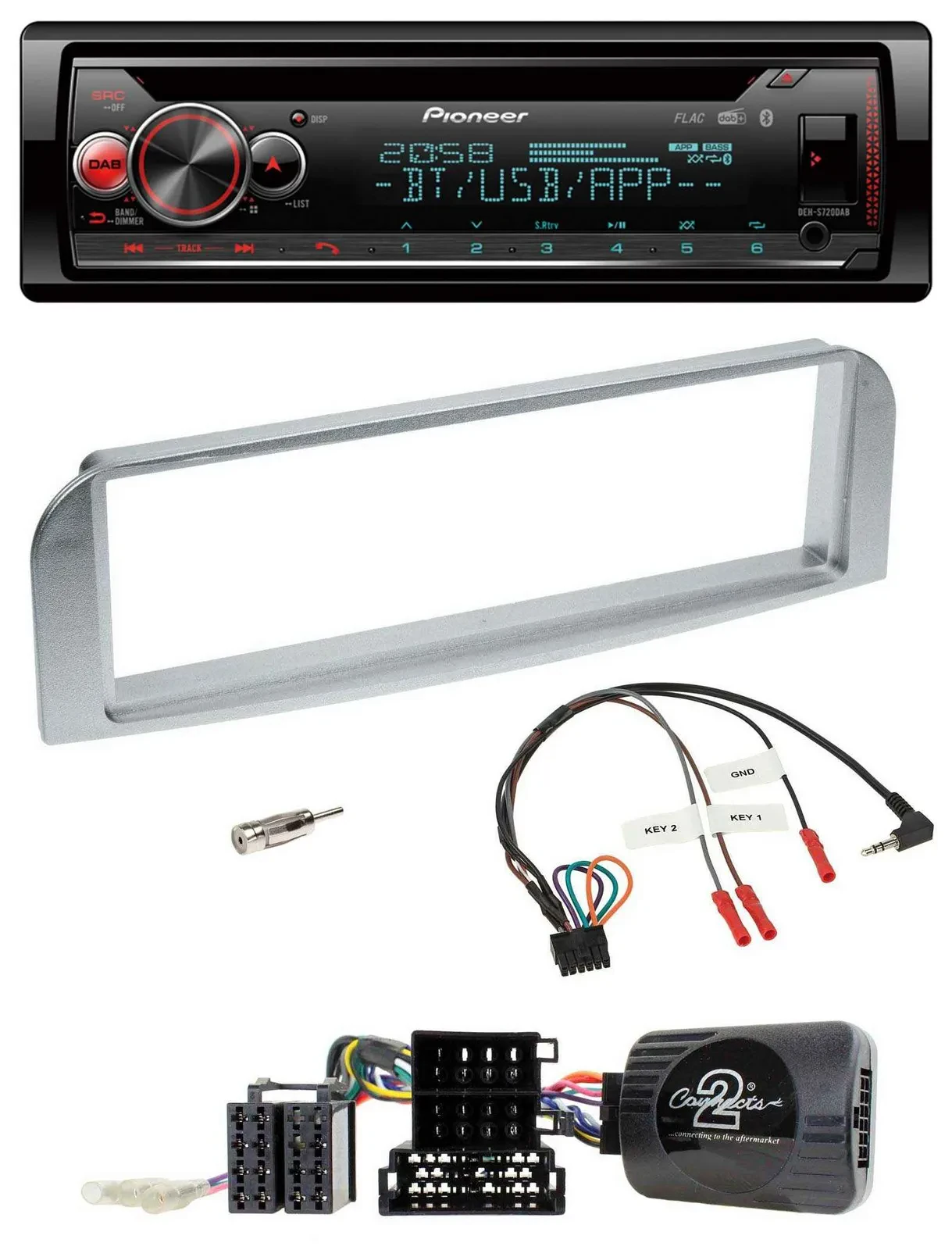 Автомагнитола Pioneer DAB/CD/Bluetooth/USB для Alfa Romeo GT/147 (2007–2010), серебристая