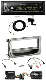 Автомагнитола для Ford Mondeo/S-Max (с 2007) Pioneer Bluetooth, DAB, USB, поддержка кнопок на руле, серебристая