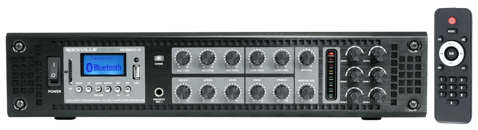 Трансляционный усилитель Rockville RCS650-6 Black 650W