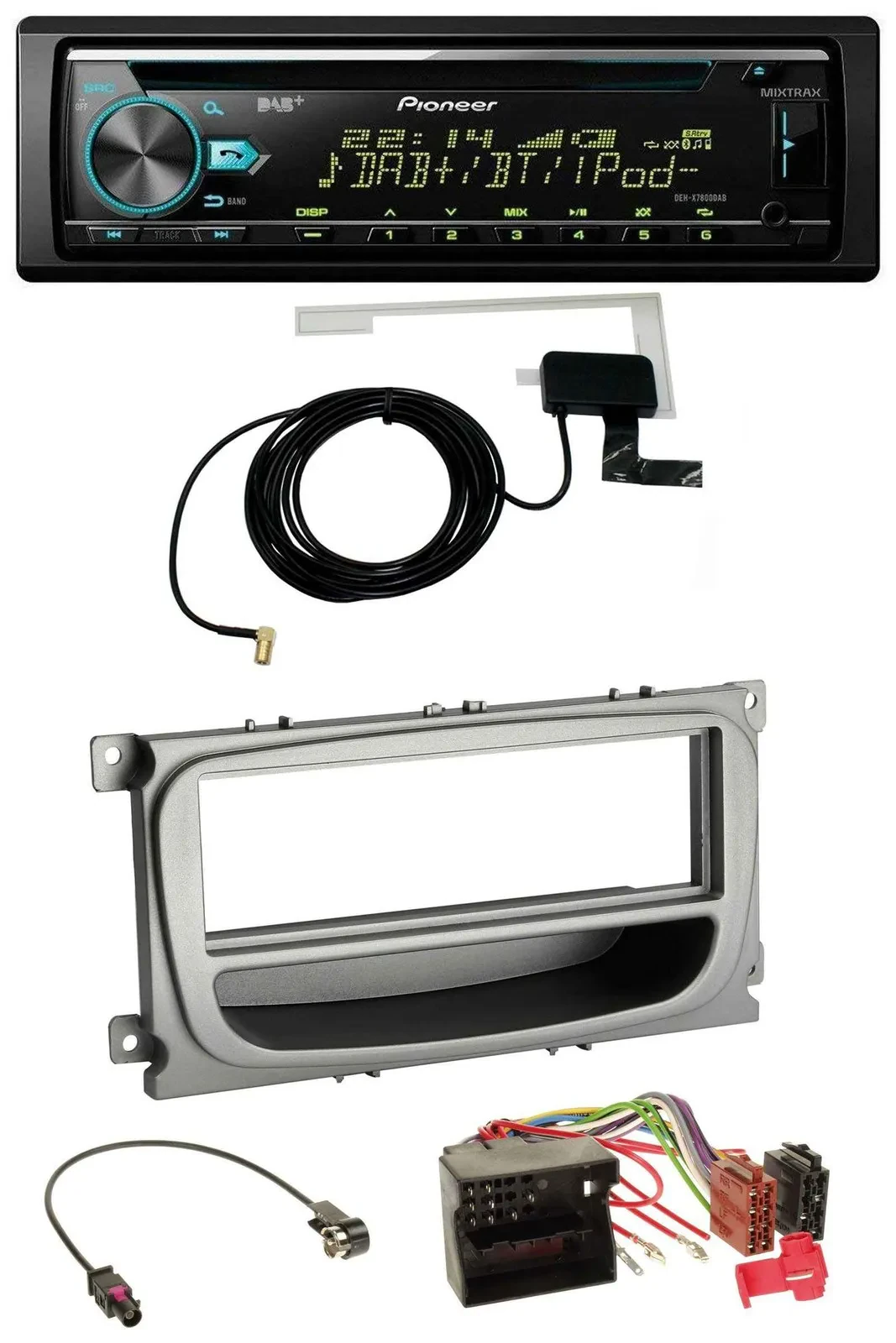 Pioneer MP3 AUX CD USB DAB Autoradio für Ford Focus Galaxy C-Max ab 2007 silber