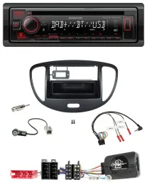 Автомагнитола Kenwood CD/USB/Bluetooth/DAB для Hyundai i10 (2009–2013) ISO, черный
