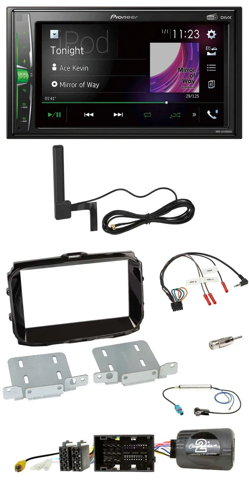 Автомагнитола для Alfa Romeo Giulietta 2014–2021 Pioneer 2DIN, DAB, Bluetooth, MP3, поддержка кнопок на руле