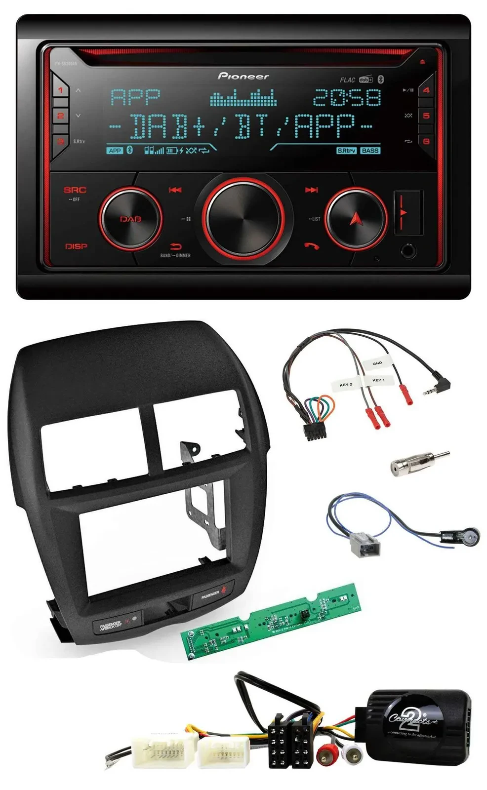 Автомагнитола Pioneer 2-DIN DAB, Bluetooth, USB, CD для Mitsubishi ASX (2010–2014) с поддержкой управления с руля