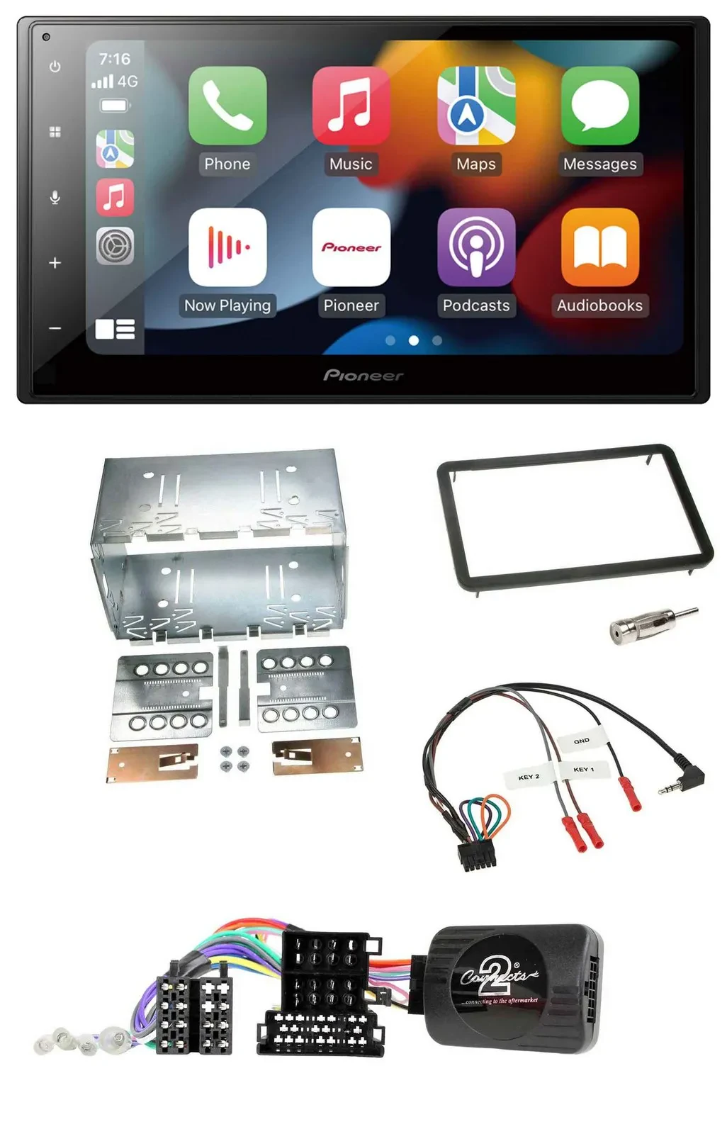 Автомагнитола Pioneer 2DIN DAB, Bluetooth, USB, поддержка кнопок на руле для Alfa Romeo 159, Brera, Spider
