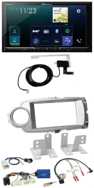 Автомагнитола Pioneer 2DIN DAB USB Bluetooth для Toyota Yaris 2011–2014 серебристая