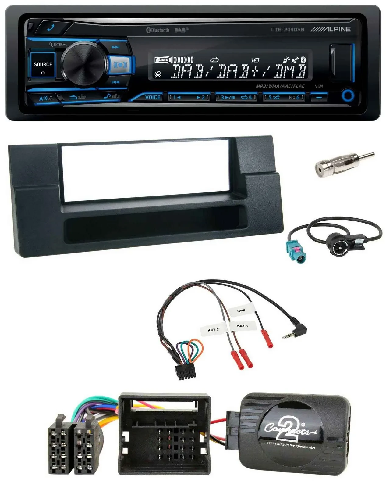 Alpine USB Bluetooth DAB Lenkrad Autoradio für BMW 5er 01-04 E39 Aktivsystem Abl