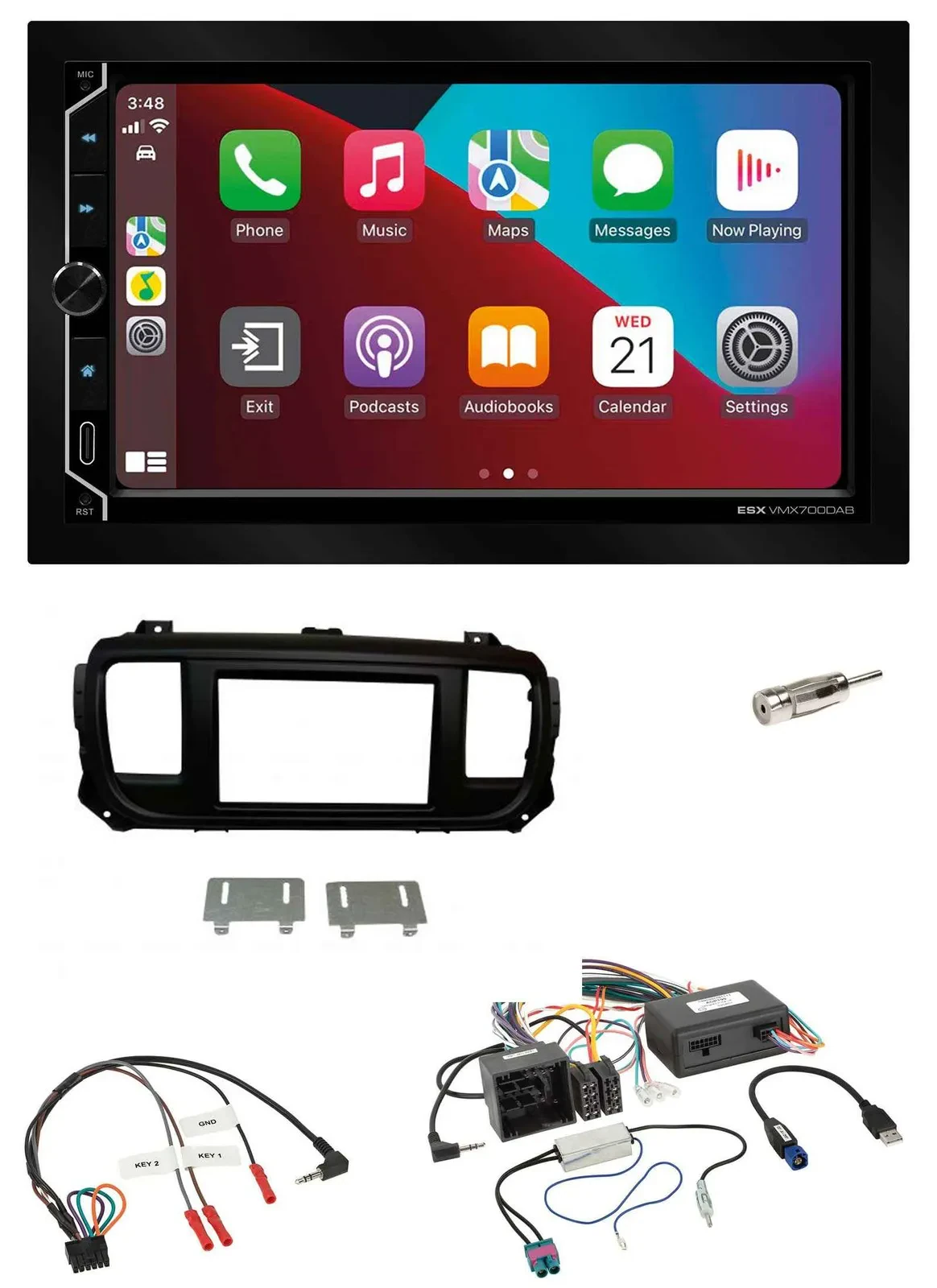 ESX 2DIN DAB USB Lenkrad Bluetooth Autoradio für Citroen Jumpy Spacetourer PDC