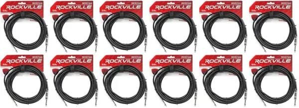 Инструментальный кабель Rockville RCGT20B Black 6.1 м (12 штук)