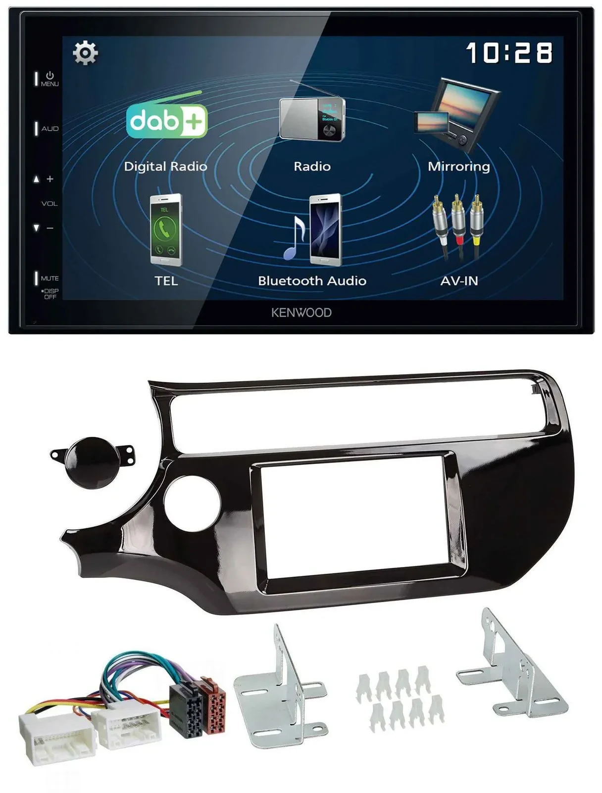 Автомагнитола Kenwood 2DIN Bluetooth MP3 USB DAB для Kia Rio UB (с 2015) черный глянец