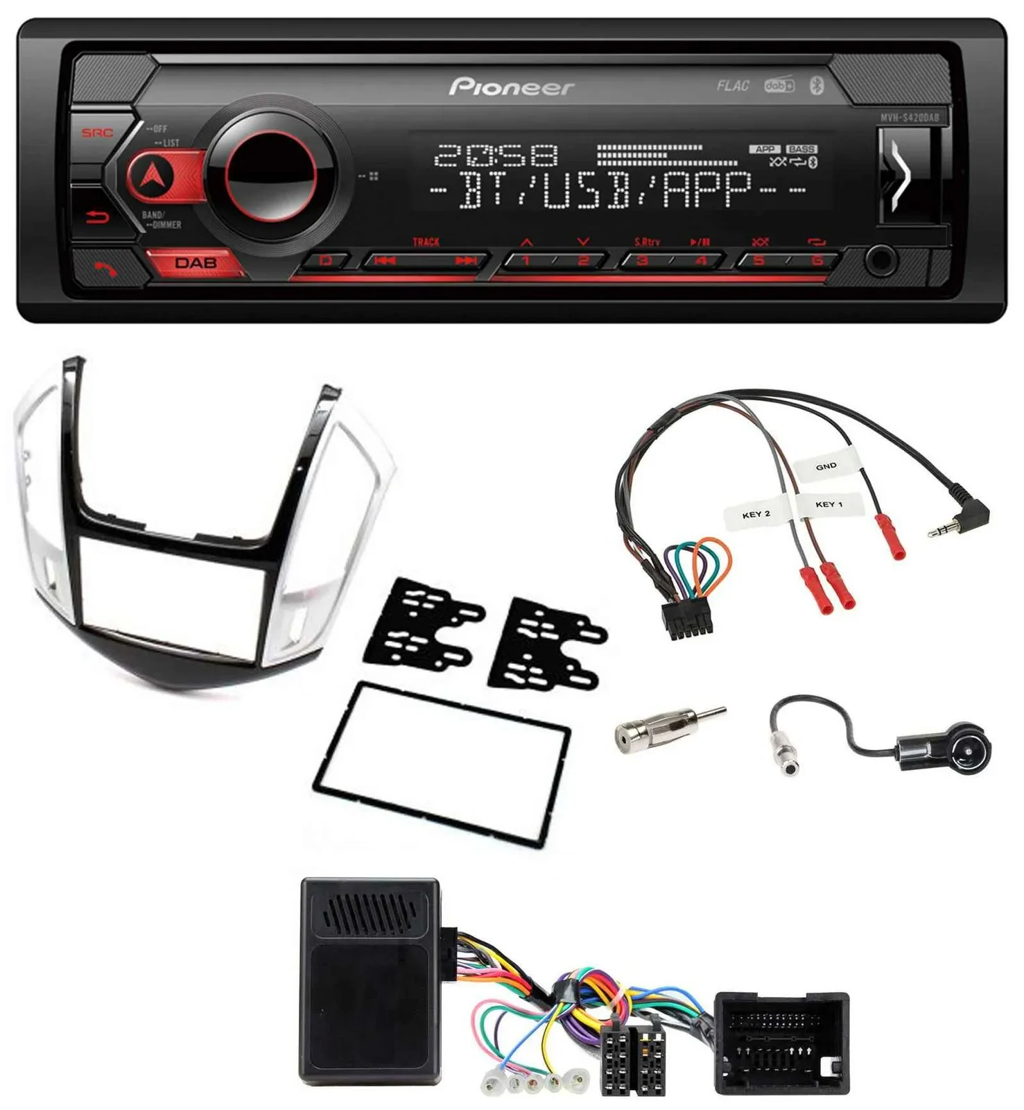 Автомагнитола Pioneer USB, DAB, Bluetooth, для Chevrolet Cruze 2011–2016, поддержка управления на руле, серебристая
