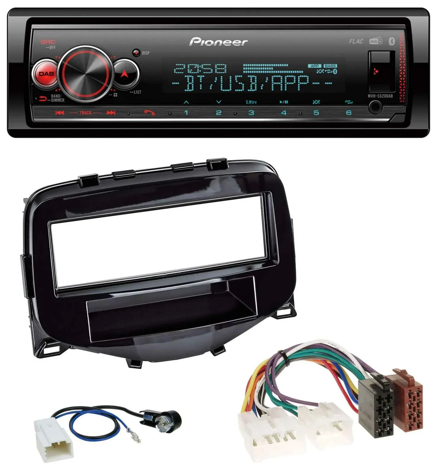 Автомагнитола для Toyota Aygo (2014–2021) Pioneer Bluetooth, USB, MP3, DAB